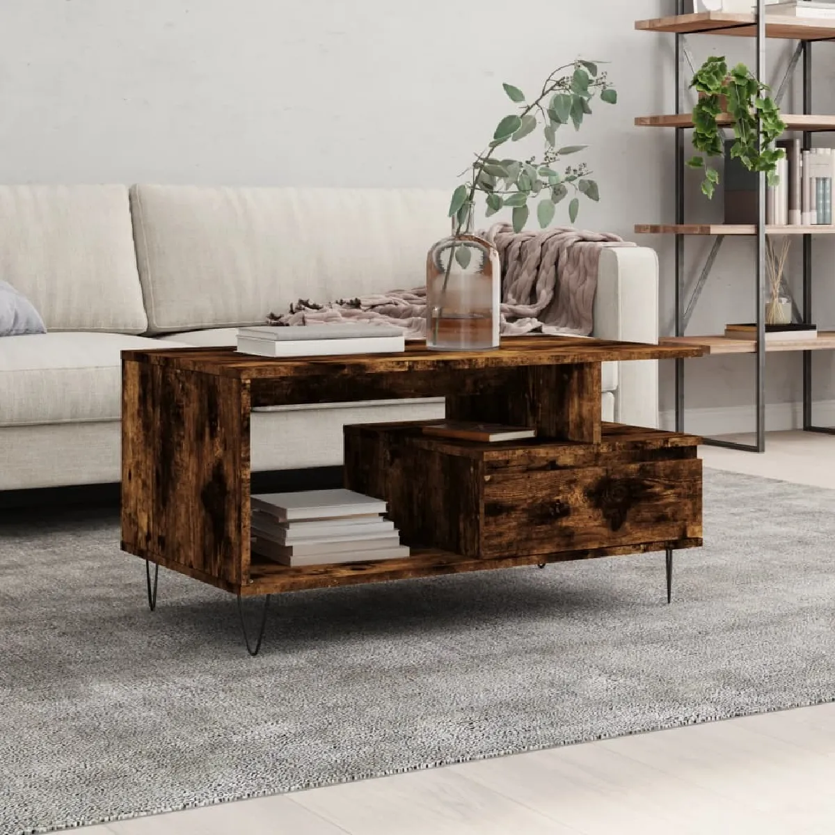 Comparer les prix de Maison Chic Table basse Chêne fumé 90x49 cm
