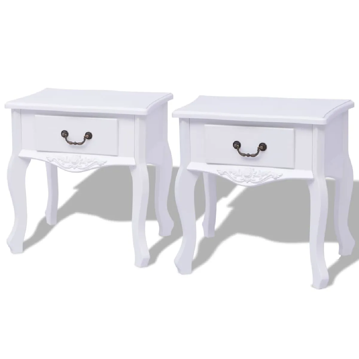 vidaXL Table de Chevet 2Pcs Blanc