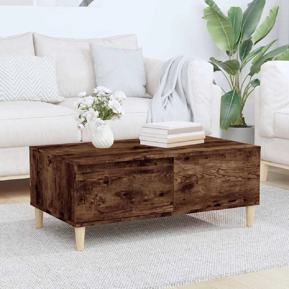vidaXL Table basse Chêne Fumé - vue 1