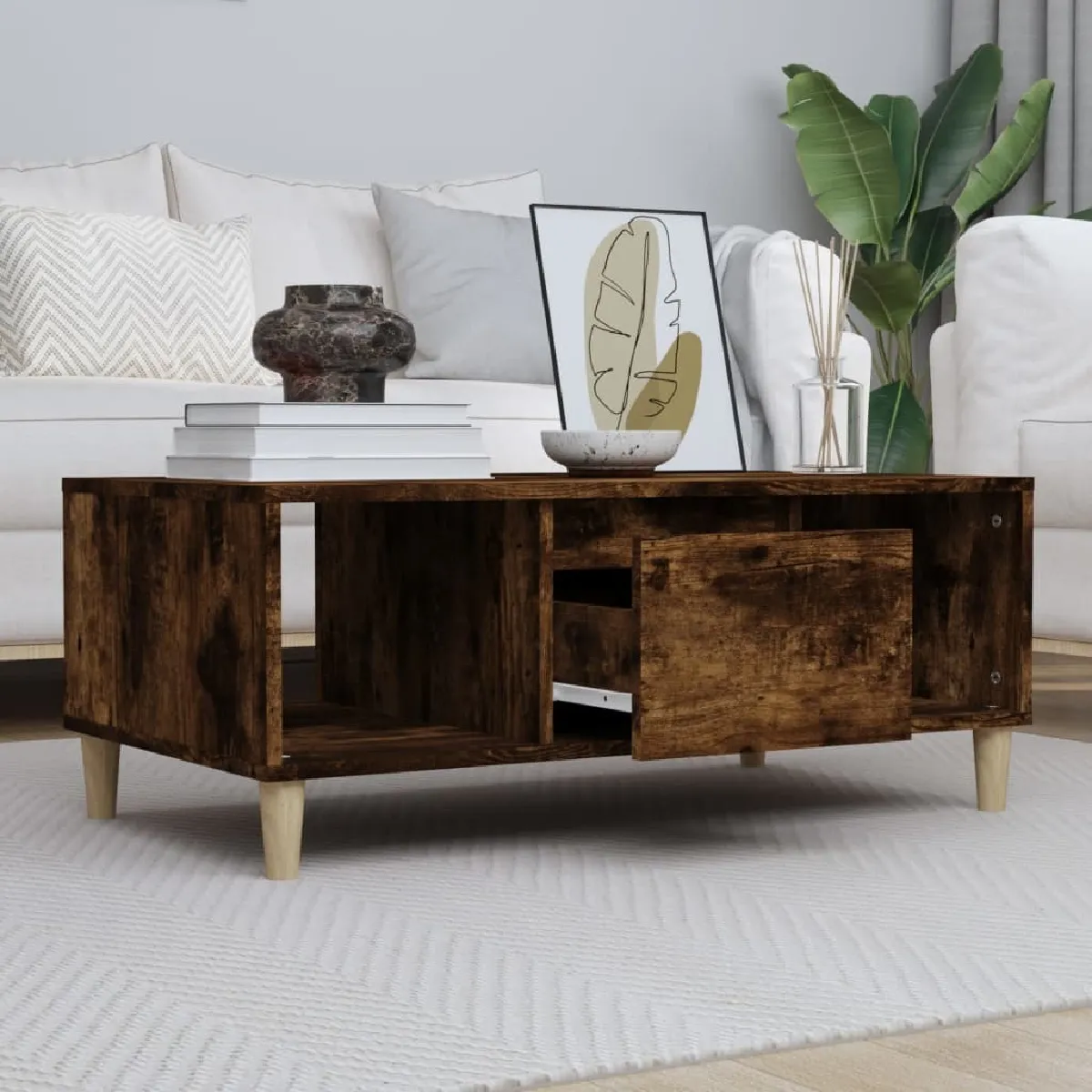 Meilleurs prix pour Maison Chic Table basse avec rangement - Chêne fumé