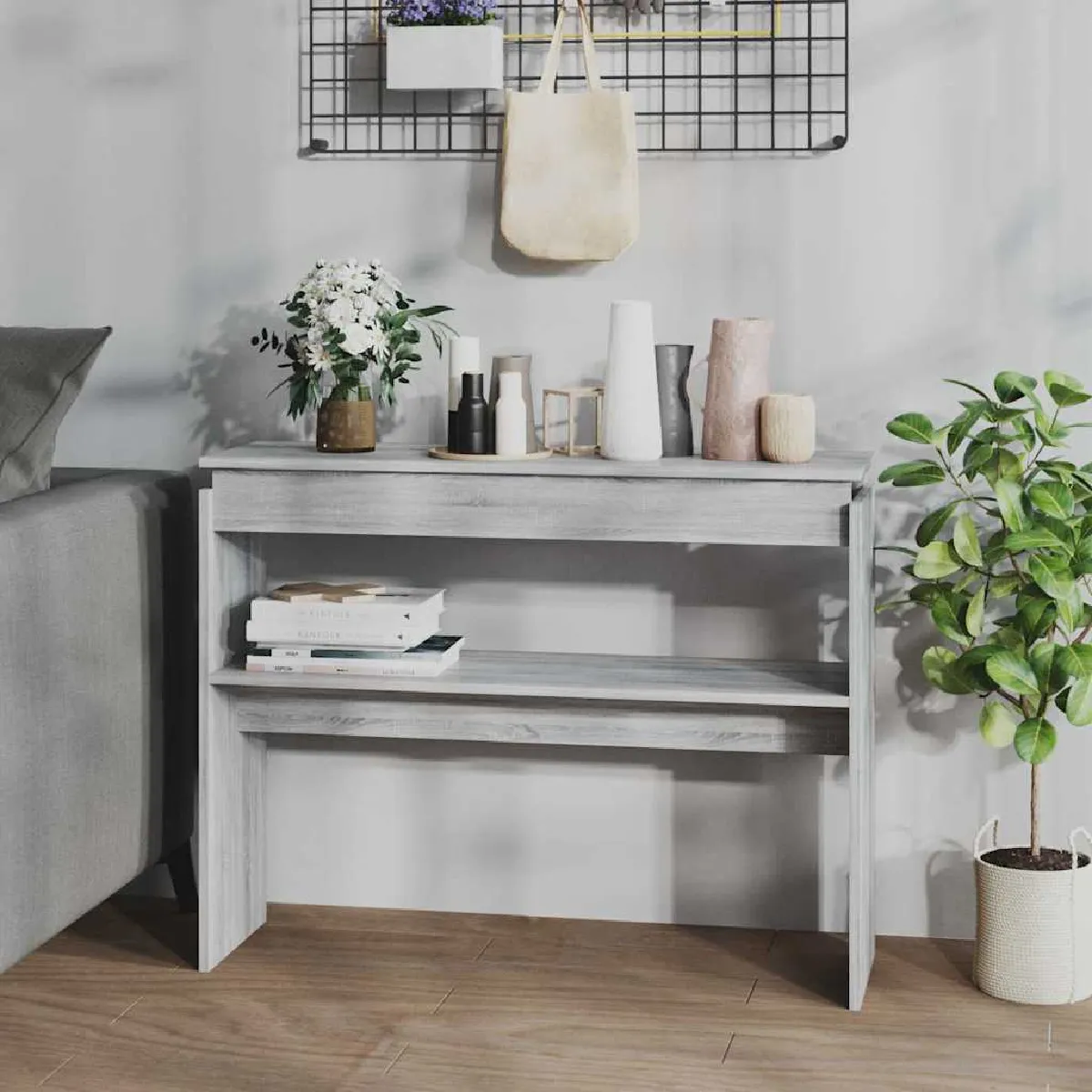 Non Communiqué Sonoma Gris Table Console 102X30x80 Cm Bois D Ingénierie - Image 3
