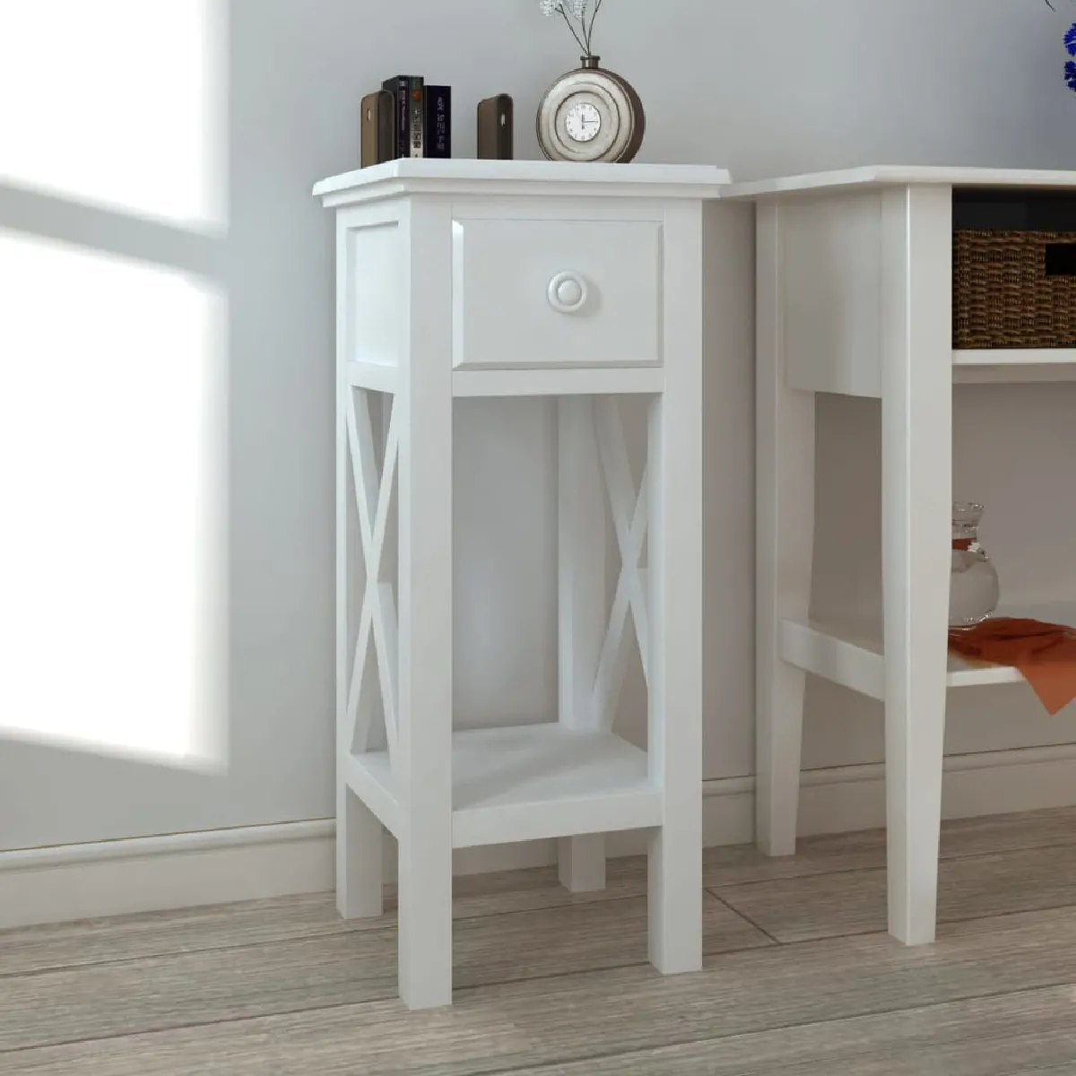Vidaxl Blanc Table D'appoint Avec Tiroir - Image 2