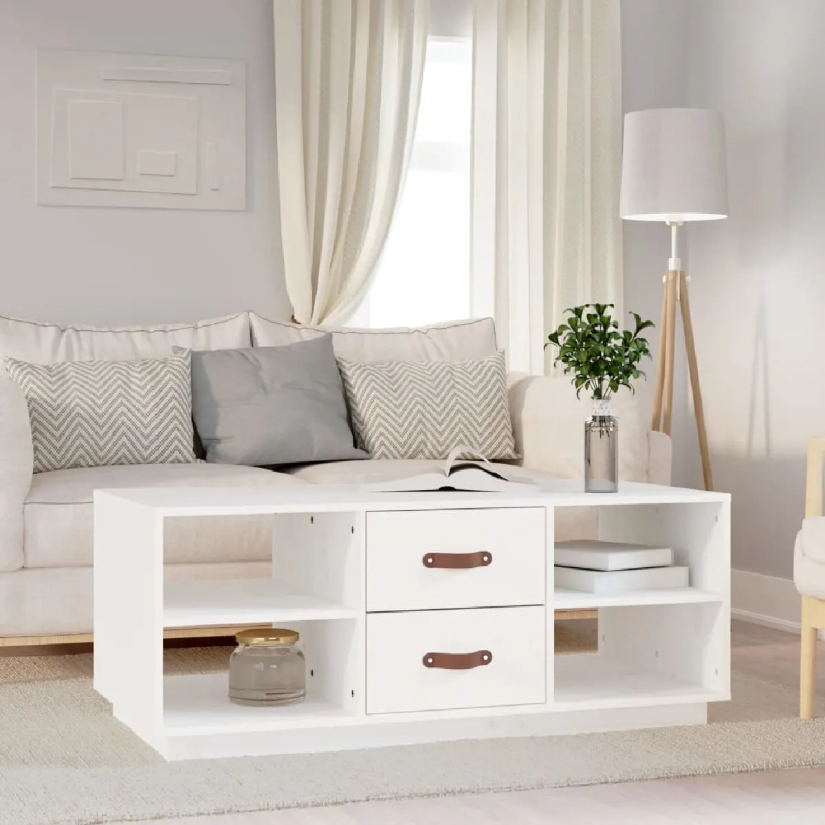 Non Communiqué Blanc Vidaxl Table Basse 100X50x41 Cm Bois Massif De Pin818271 - Image 3