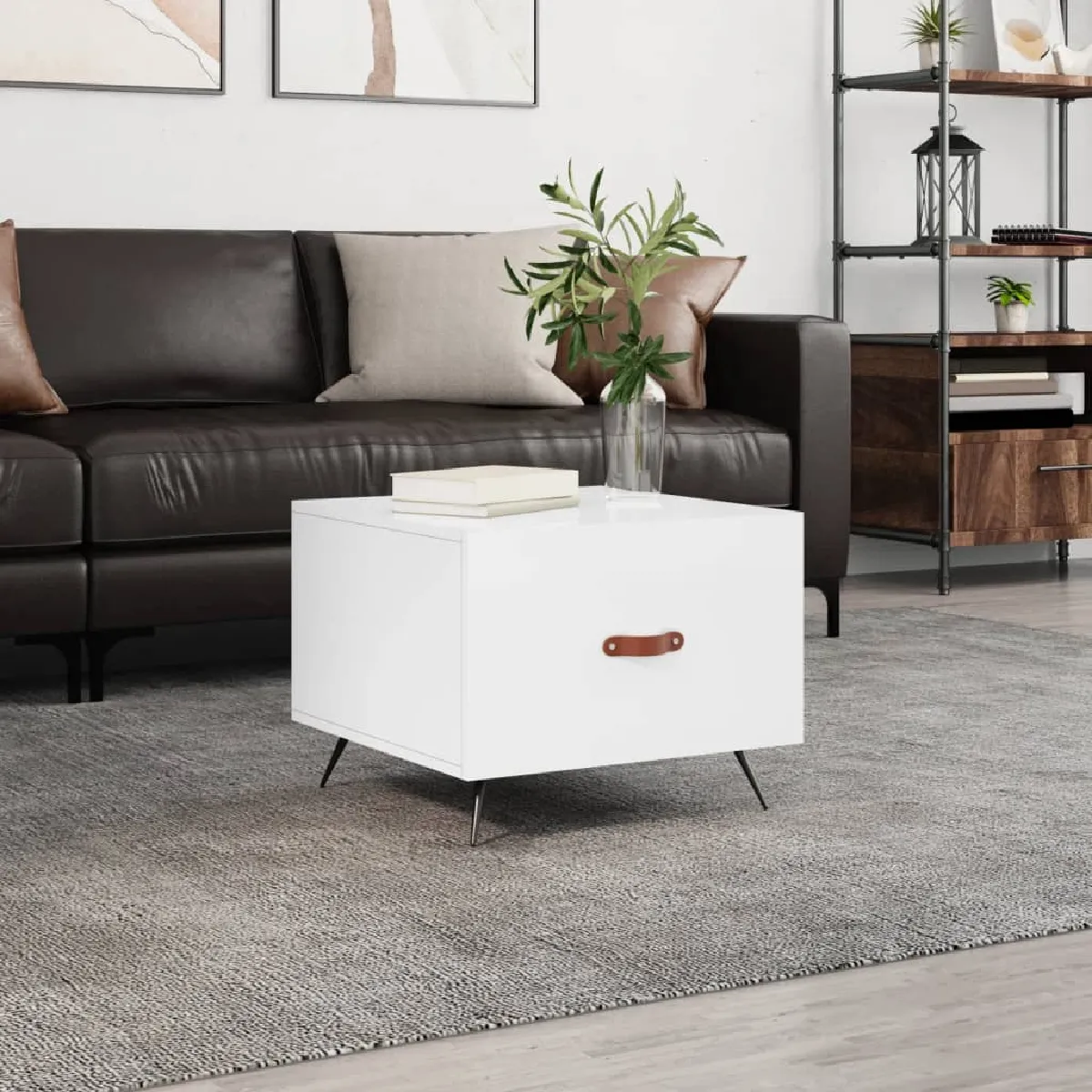 vidaXL - Table basse - 50x50x40 cm - Blanc - Image 2