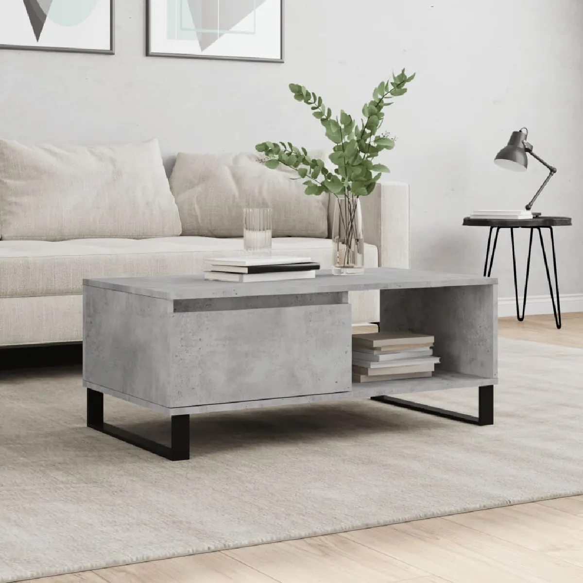VIDAXL - Table basse - 90x50x36,5 cm - Gris - Image 2