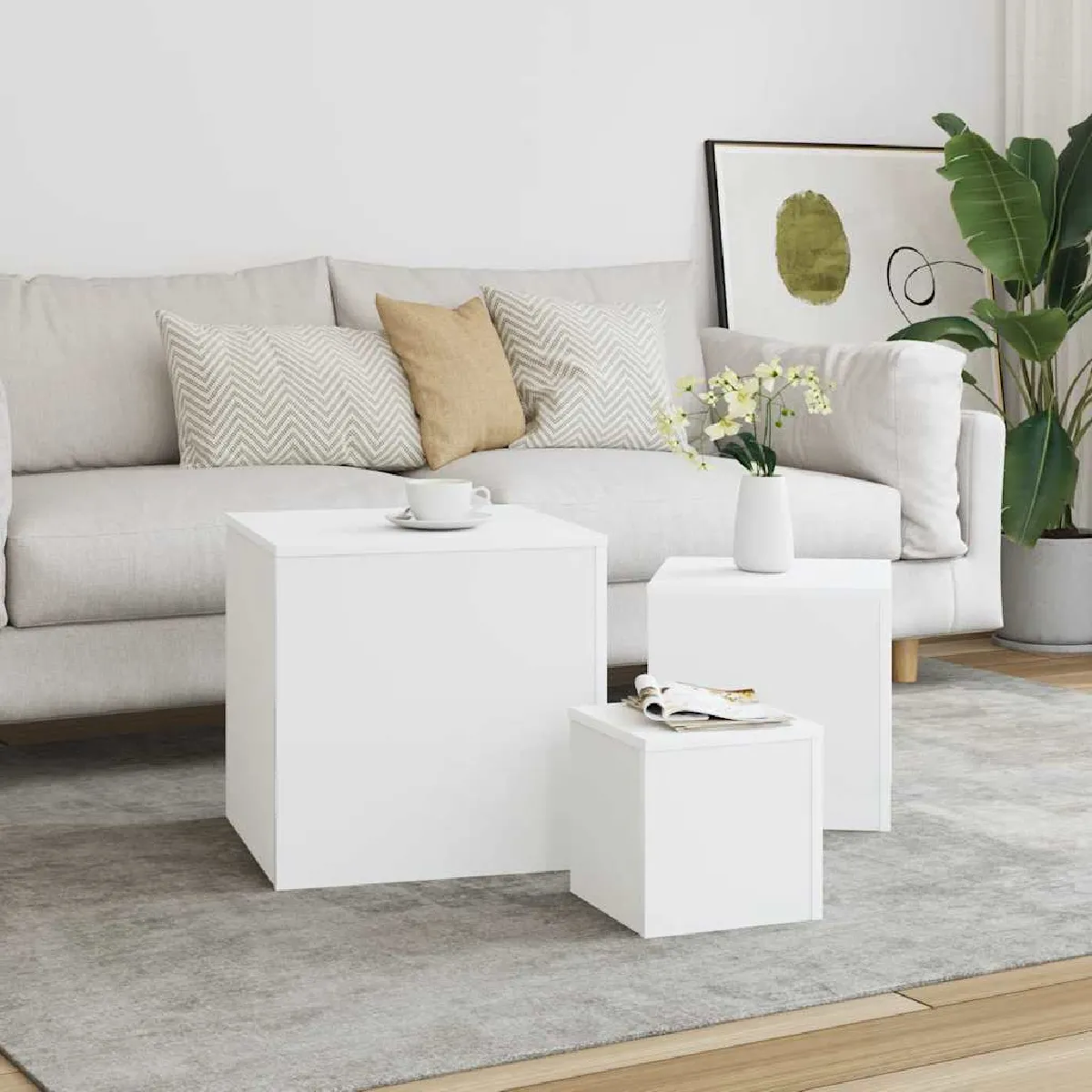 Comparer les prix de vidaXL Ensemble de Tables d'Appoint - Blanc