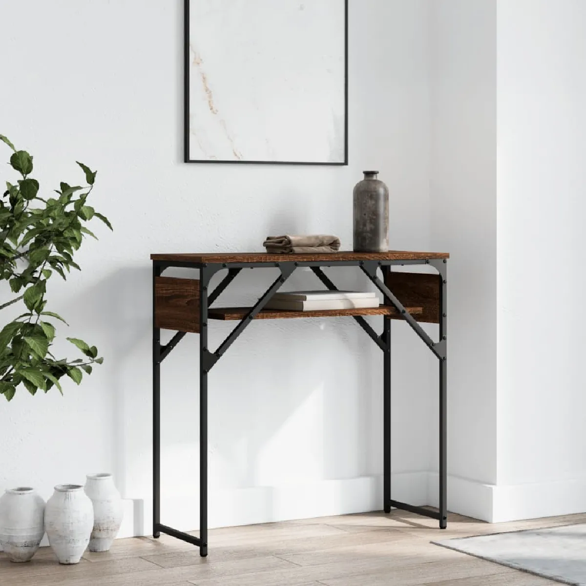 Vidaxl Marron Table Console Chêne