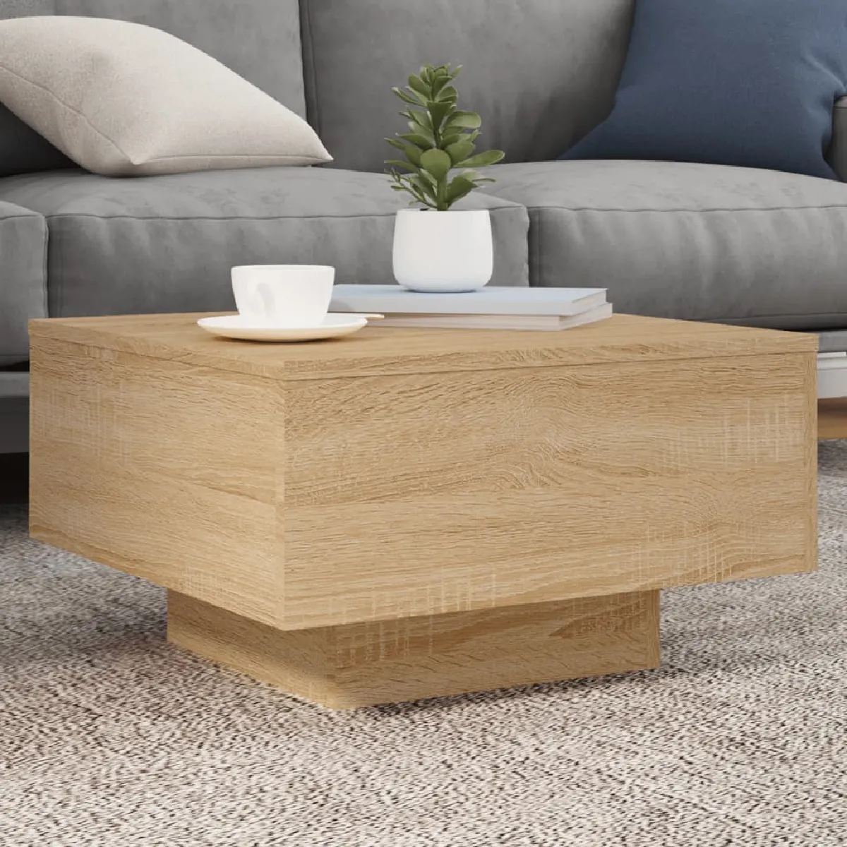 VIDAXL - Table basse - Style contemporain - Chêne - 55x55x31 cm - Image 2