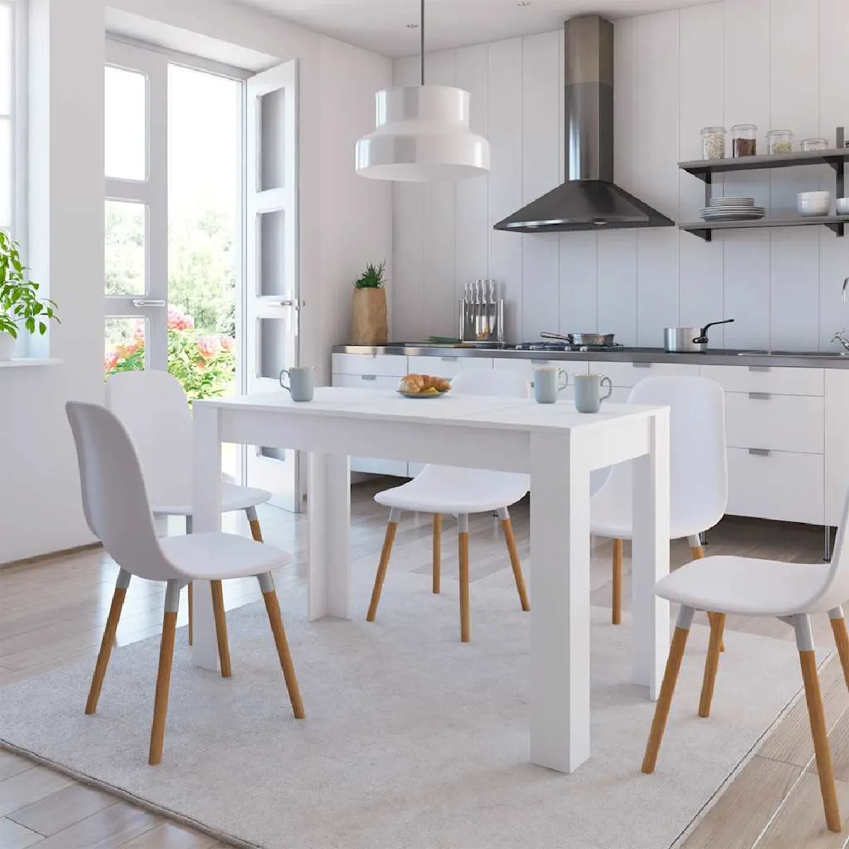 Non Communiqué Blanc Table À Manger 120X60x76 Cm Bois D Ingénierie - Image 3
