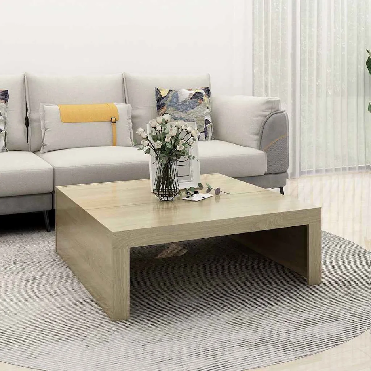 Non Communiqué Ch Table Basse Êne Sonoma 100X100x35 Cm Bois D Ingénierie - Image 3