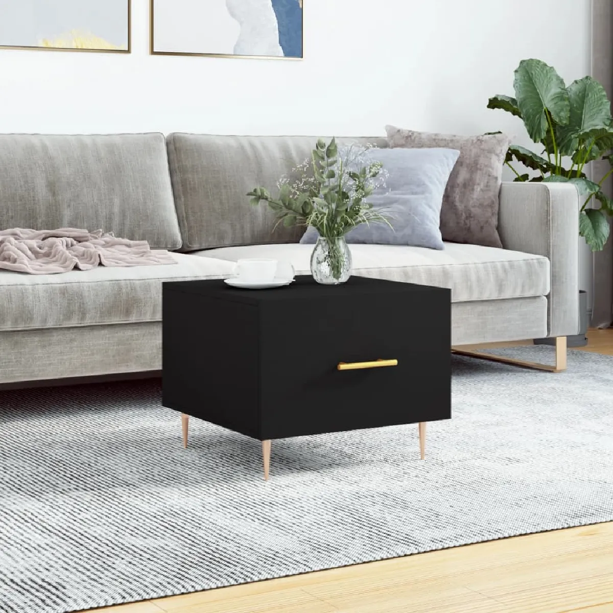 vidaXL - Table basse - 50x50x40 cm - Noir - Image 2