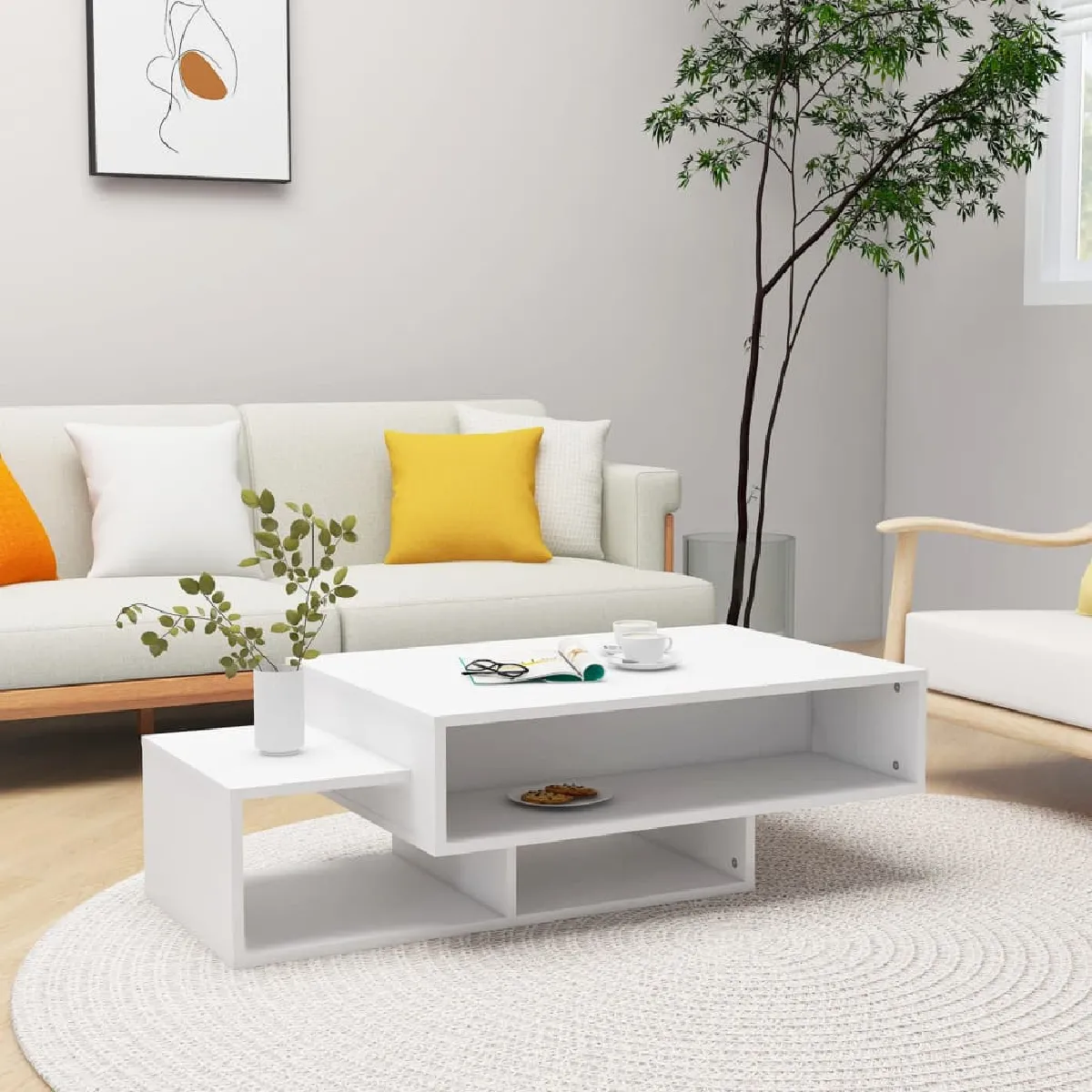 VIDAXL - Table basse - 105x55x32 cm - Blanc - Image 3