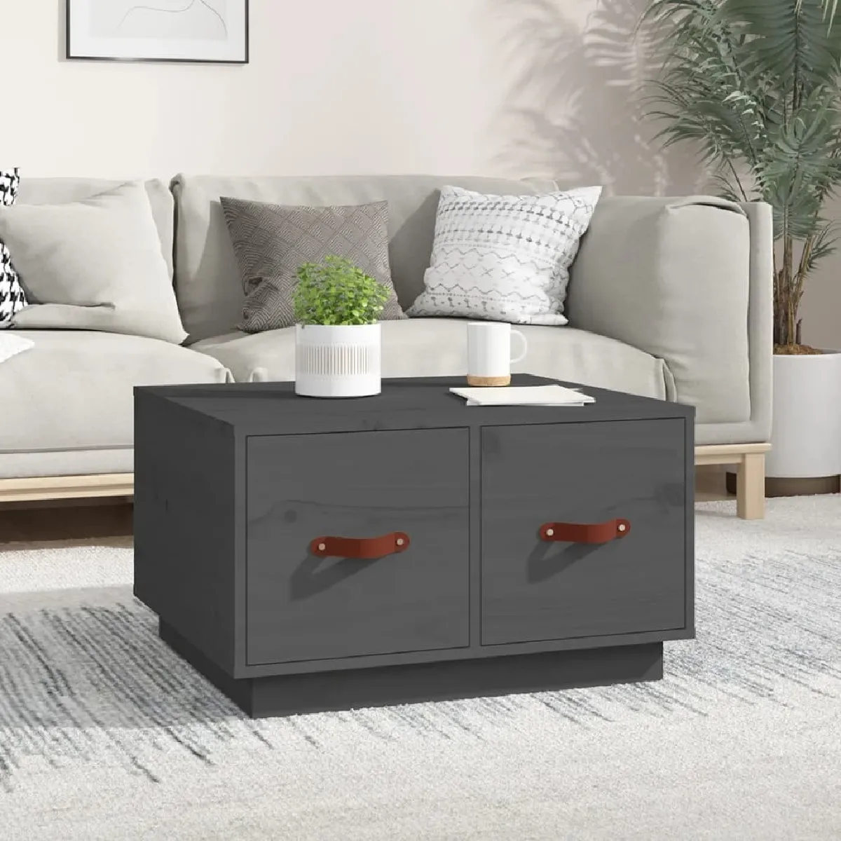 Comparer les prix de Maison Chic Table basse - Gris - Bois massif de pin