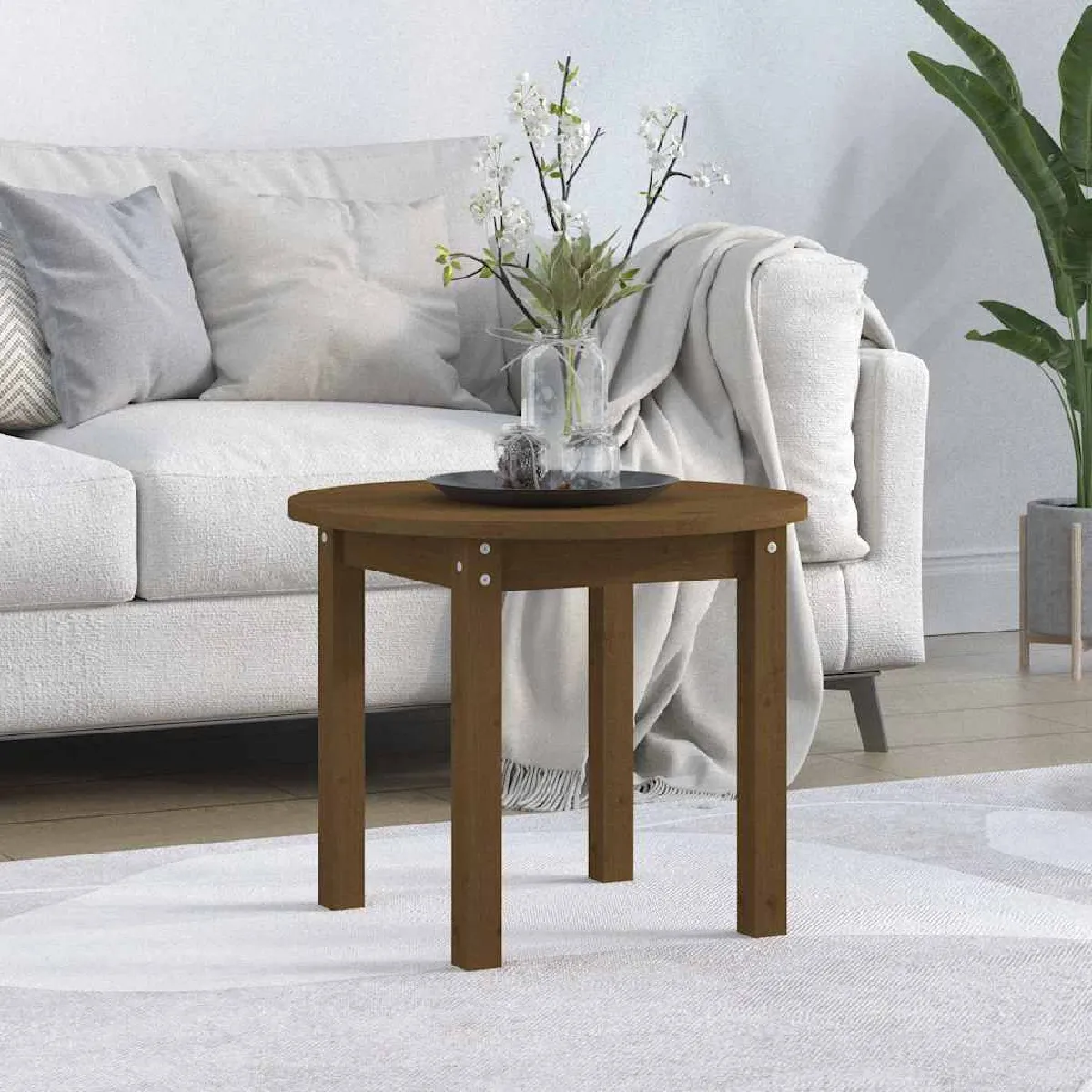 Vidaxl Marron Table Basse Miel Ø 55X45 Cm Bois Massif De Pin822330 - Image 2