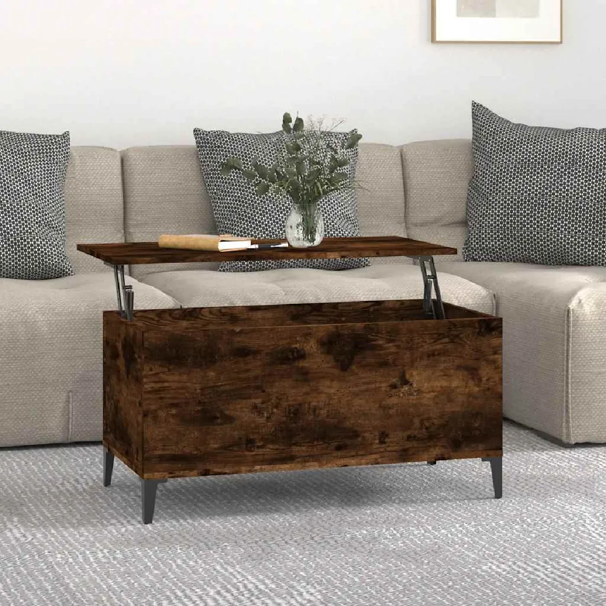 vidaXL Table Basse Chêne Fumé