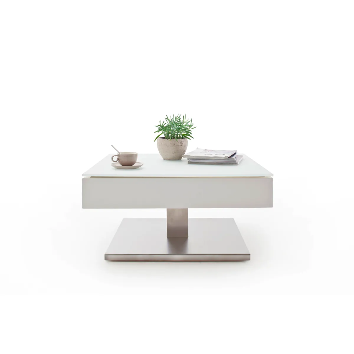 Meilleurs prix pour pegane Table basse pivotante verre blanc