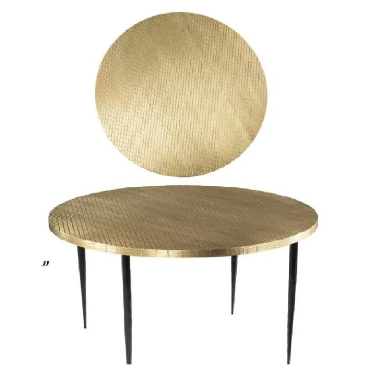 Comparer les prix de pegane Table basse dorée/noir Ø85 cm