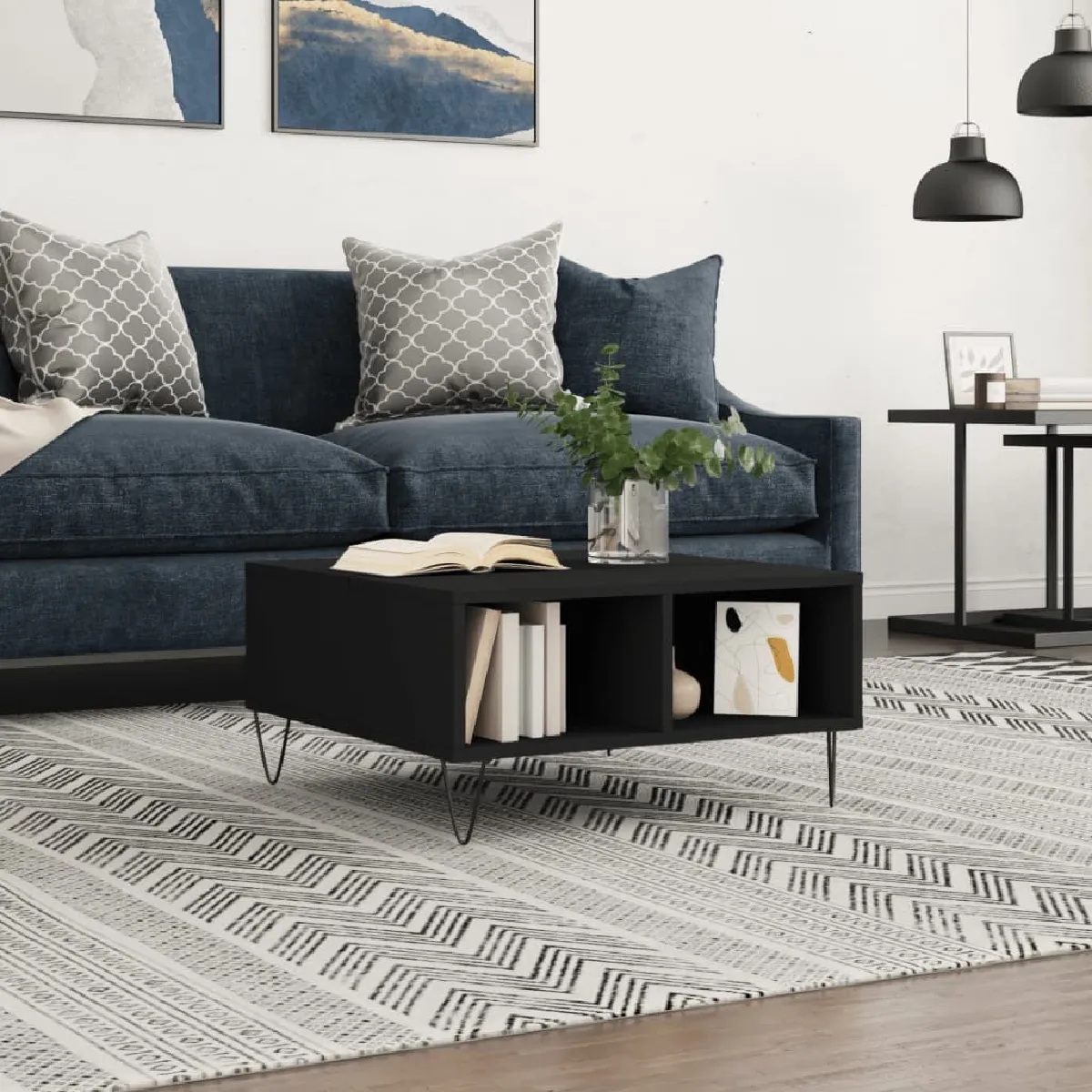 Comparer les prix de Maison Chic Table Basse Noir Bois Ingénierie