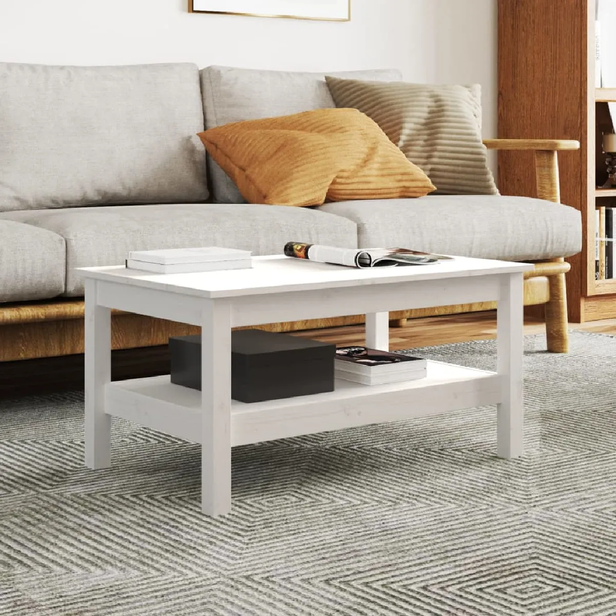 VidaXL Table Basse Blanc 80x50x40 cm Pin Massif