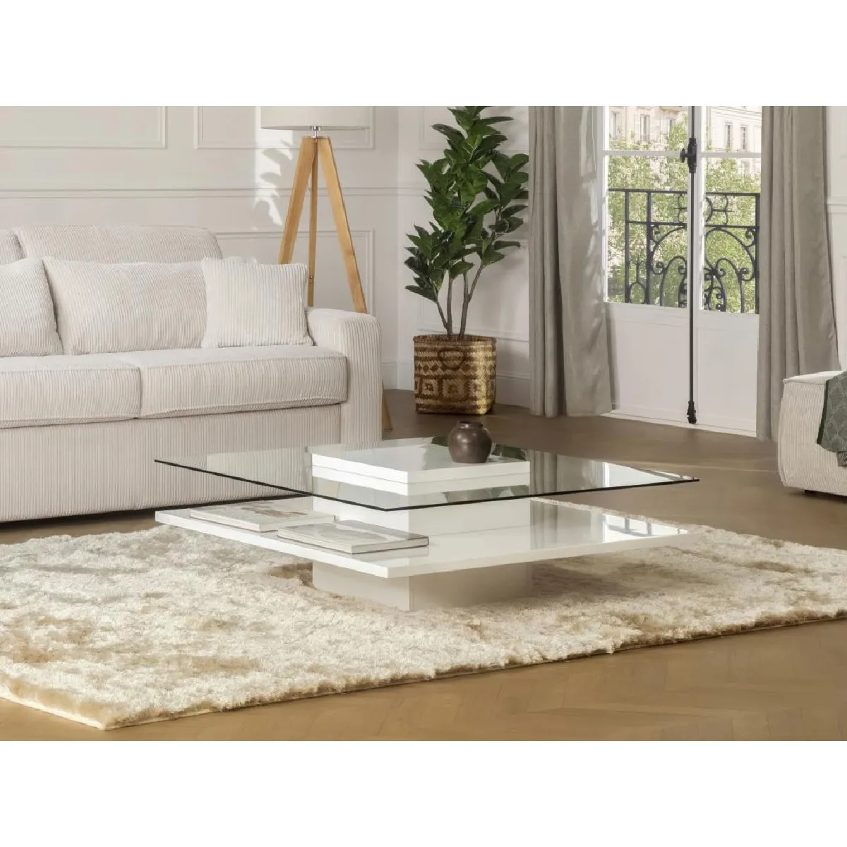 Meilleurs prix pour Vente-Unique Table basse ISANIA - Verre & MDF