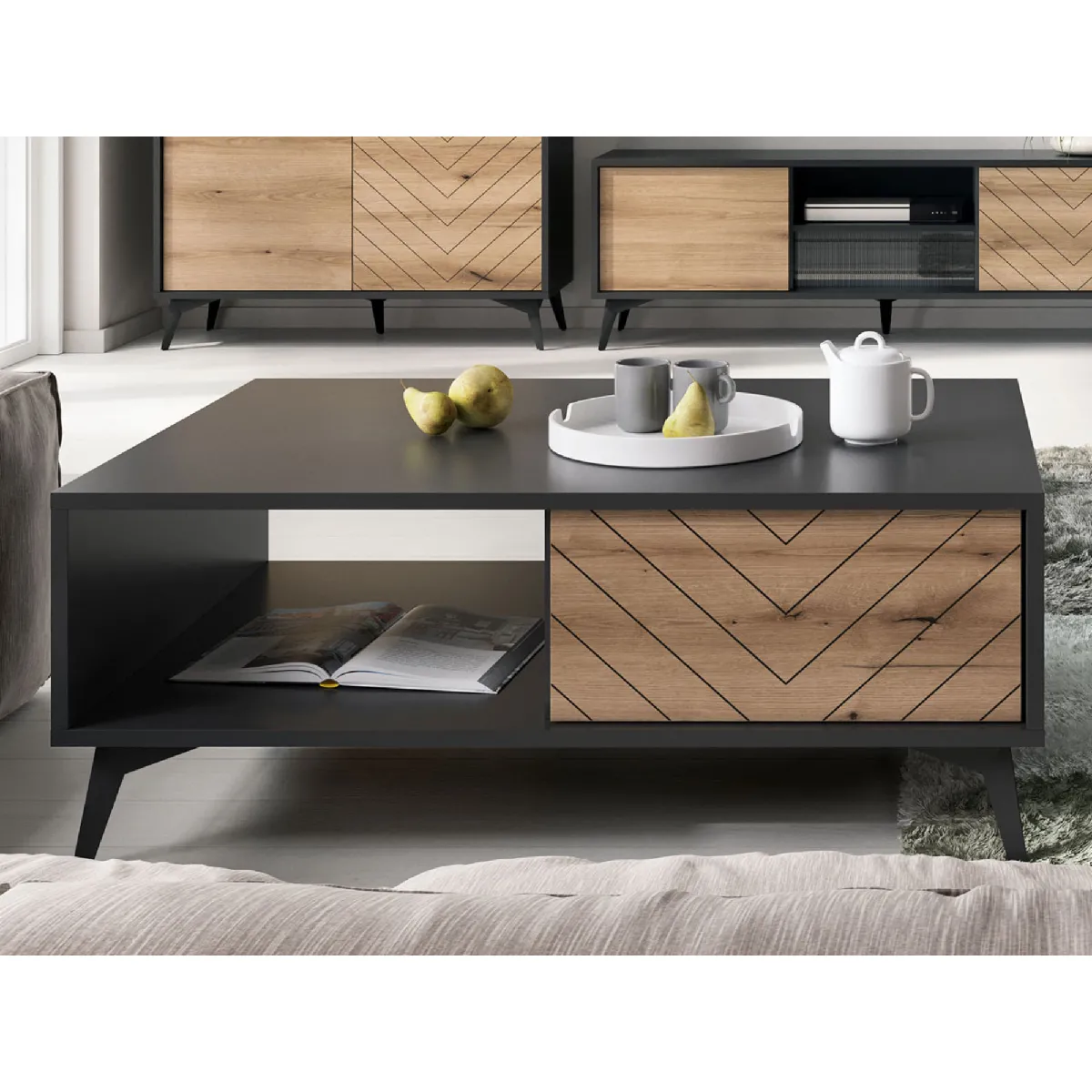 Meilleurs prix pour BESTMOBILIER Peter - Table basse bois/noir, 104 cm