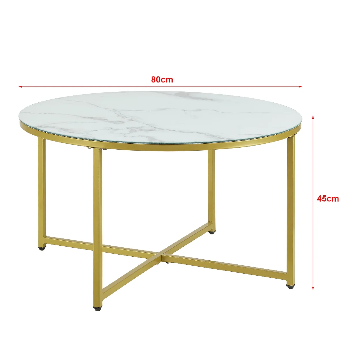 Meilleurs prix pour helloshop26 Table basse ronde 45x80 cm - Marbre Blanc/Doré