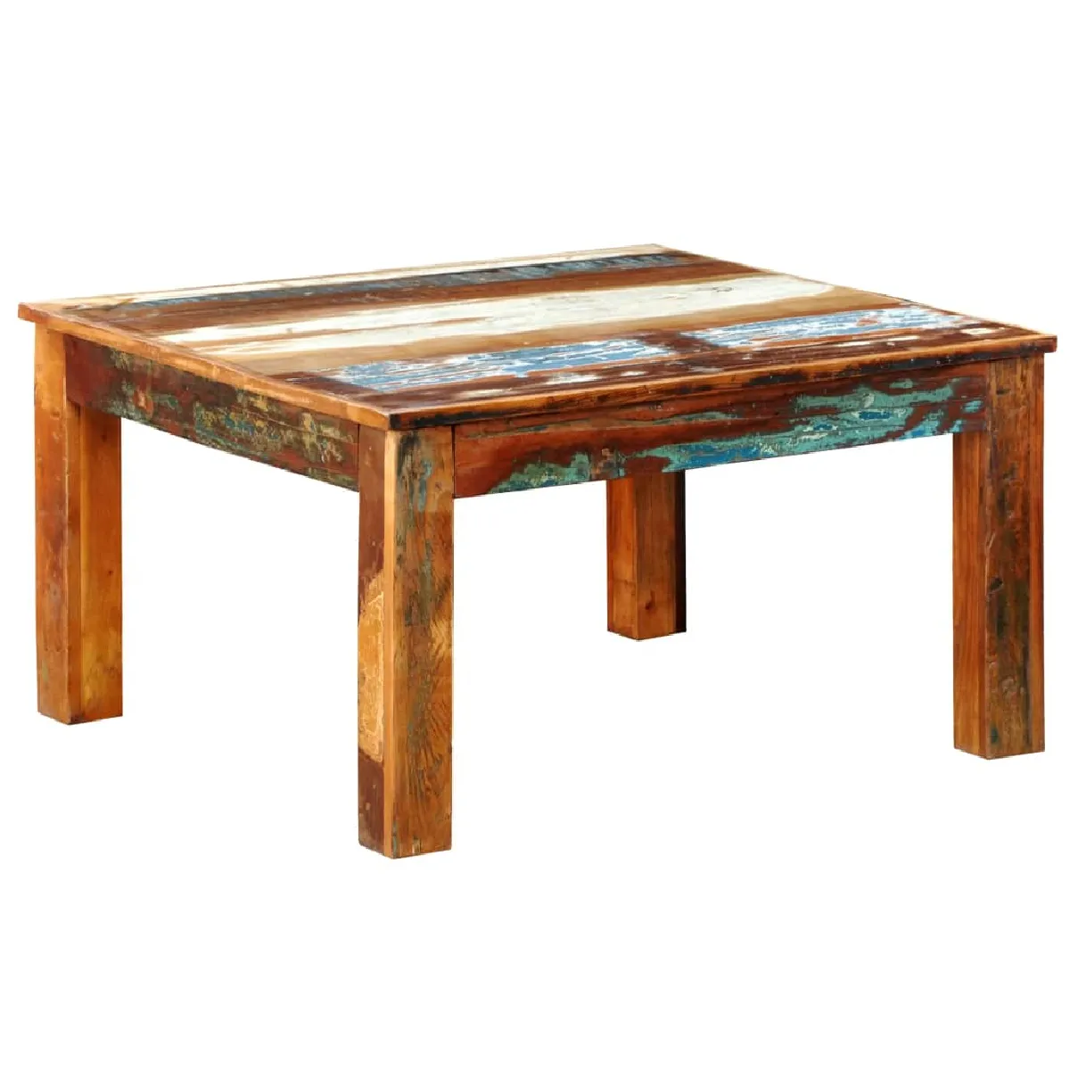 Vidaxl Multicolore Table Basse Carrée Bois De Récupération - Image 3