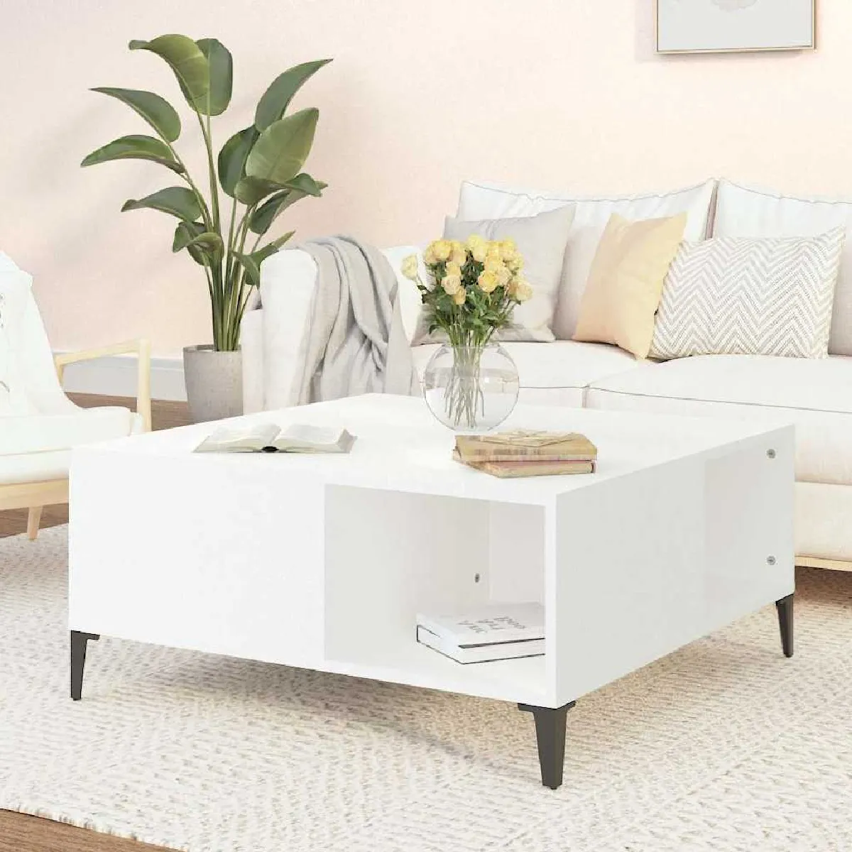 VIDAXL - Table basse - 80x80x36,5 cm - Blanc - Image 3