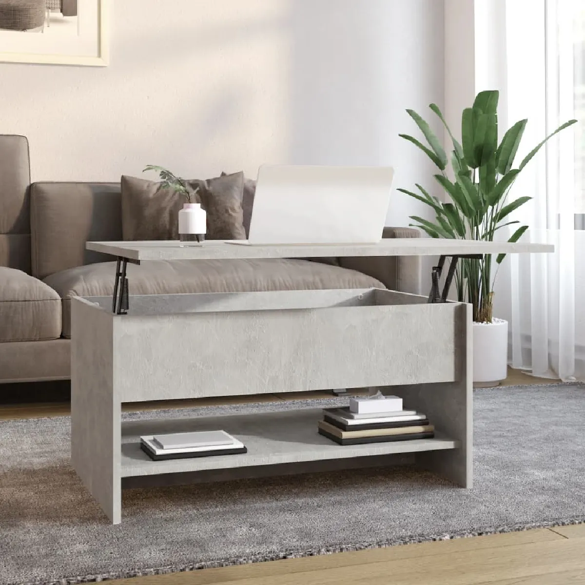 Comparer les prix de VidaXL Table Basse Gris Béton - 80x50x40