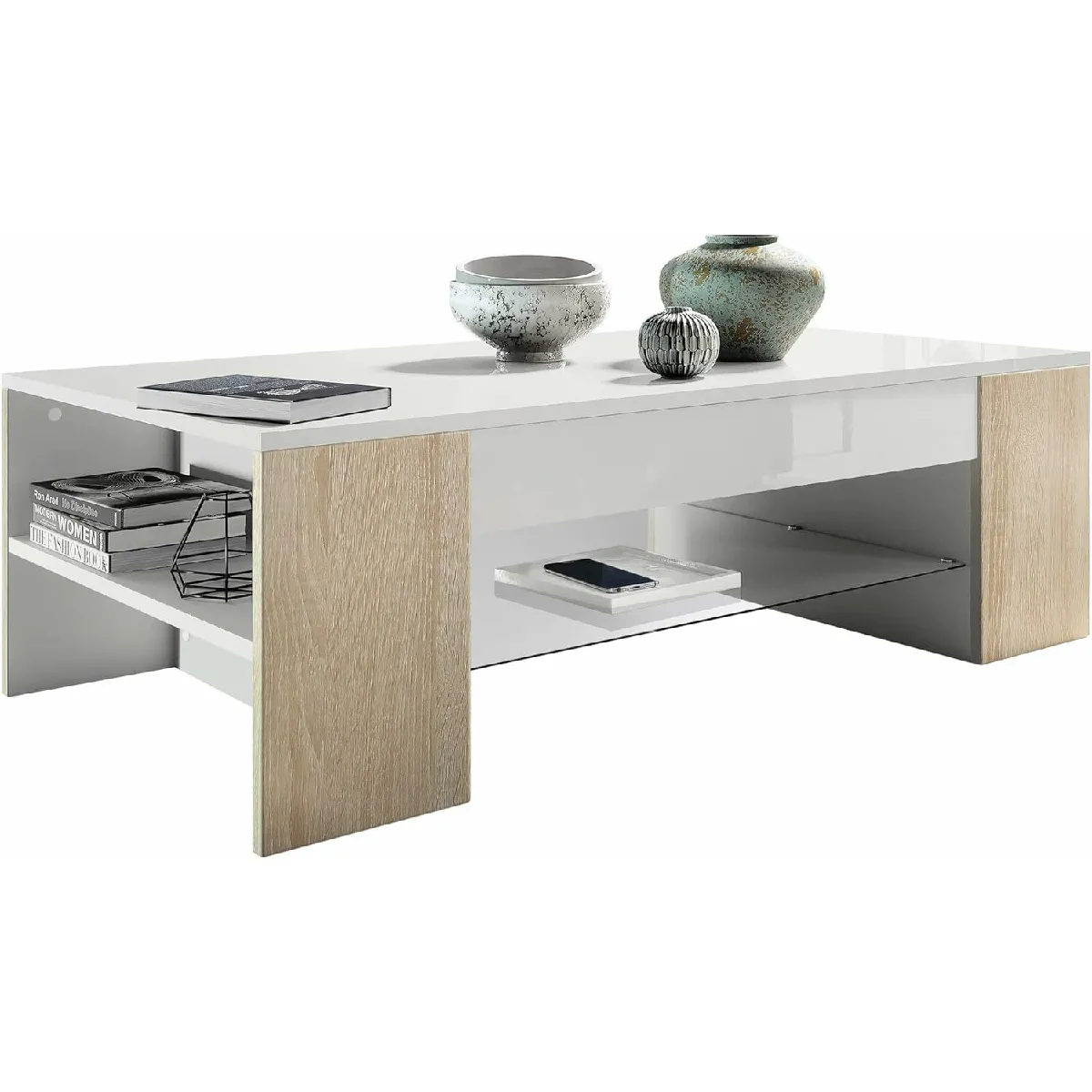 Comparer les prix de MPC Table de Salon Blanc Chêne 118 cm