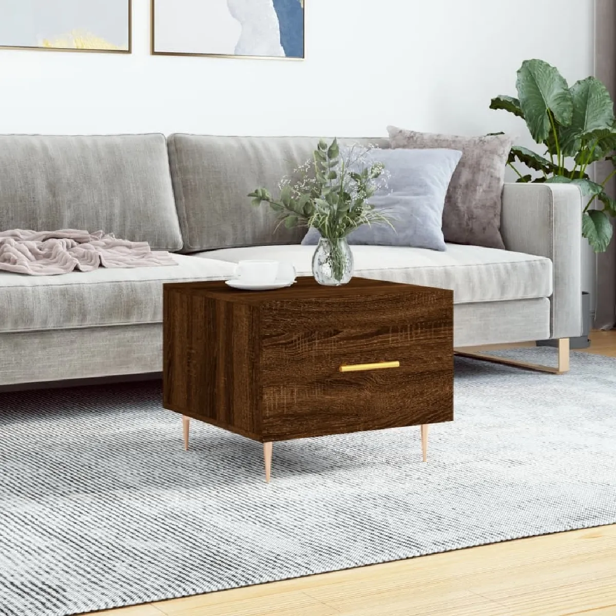 Comparer les prix de Maison Chic Table basse Chêne marron 50 x 50 cm