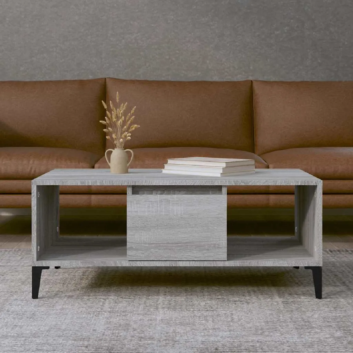 Non Communiqué Gris Vidaxl Table Basse Sonoma 90X50x36,5 Cm Bois D'ingénierie821074 - Image 3