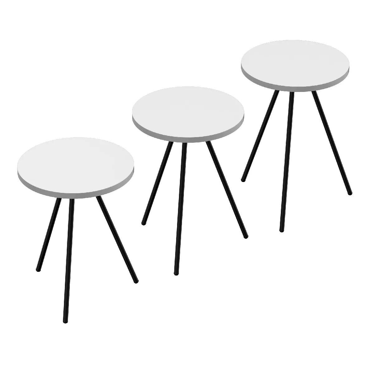 Meilleurs prix pour Set Tables D'Appoint Helloshop26 - Noir/Blanc