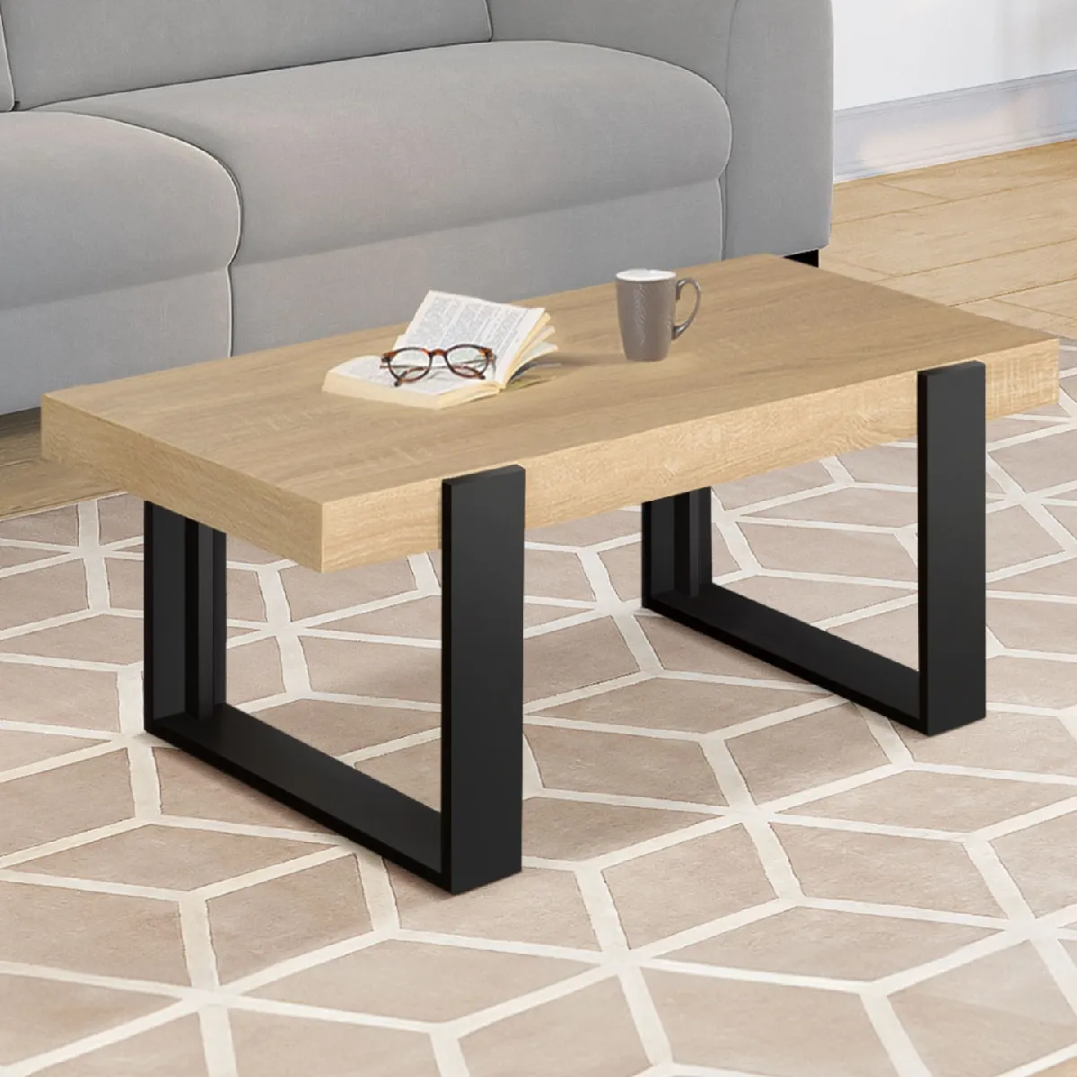 MARKET Table Basse PHOENIX Bois et Noir