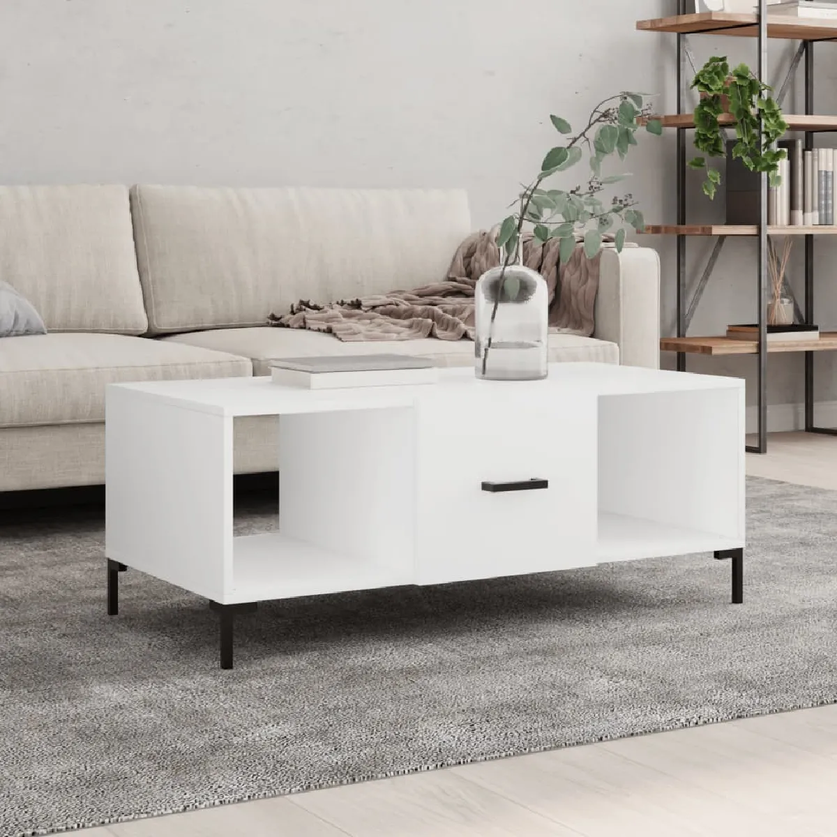 vidaXL - Table basse - 102x50x40 cm - Blanc - Image 2