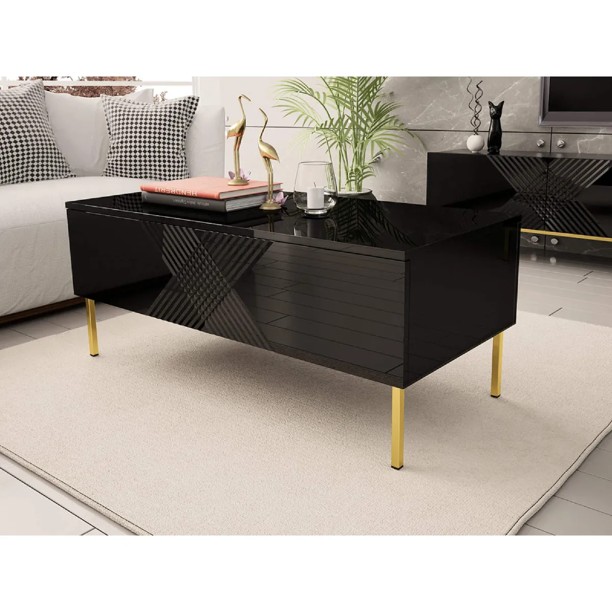 Comparer les prix de Bestmobilier Celeste Table Basse Contemporaine 120 cm