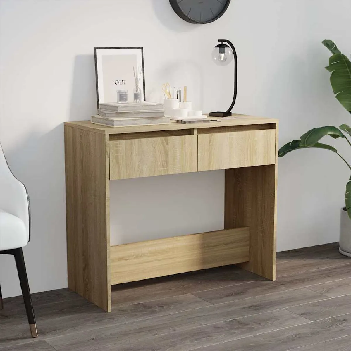 Non Communiqué Beige Table Console Chêne Sonoma 89X41x76,5 Cm Bois D Ingénierie - Image 3