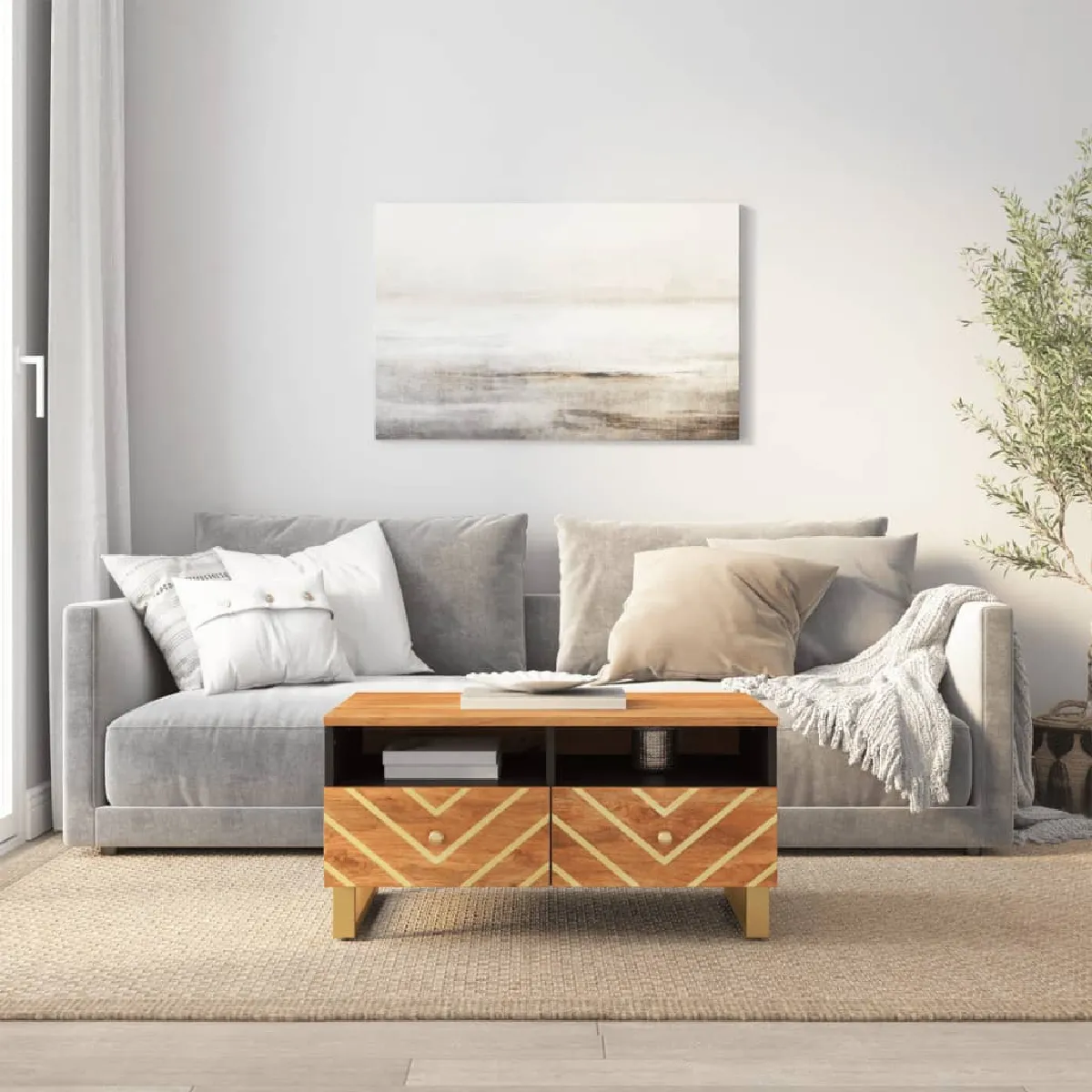 VIDAXL - Table basse - Bois de manguier massif - Marron et noir - 80x54x40 cm - Image 3