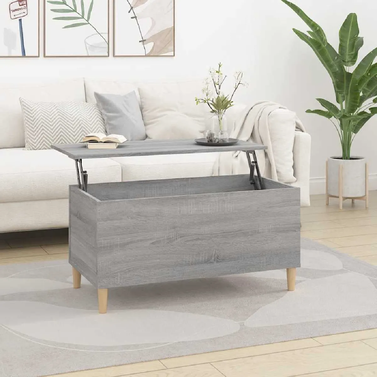 vidaXL - Table basse - Sonoma - Gris - 90x44,5x45 cm - Image 3