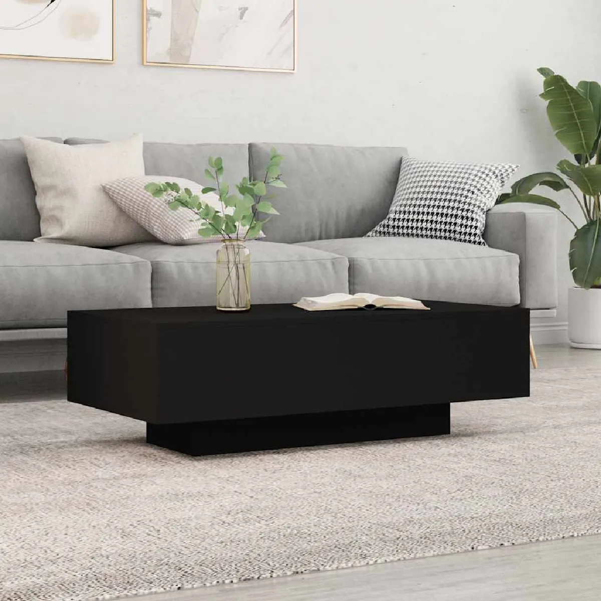 Vidaxl Noir Table Basse 100X49,5X31 Cm Bois D Ingénierie - Image 2
