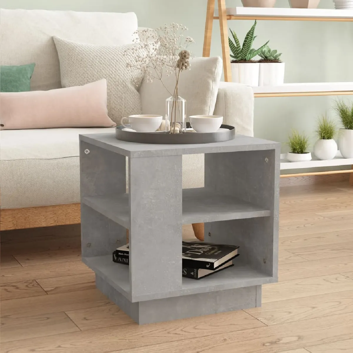 Non Communiqué Gris Béton Table Basse 40X40x43 Cm Bois D Ingénierie - Image 3