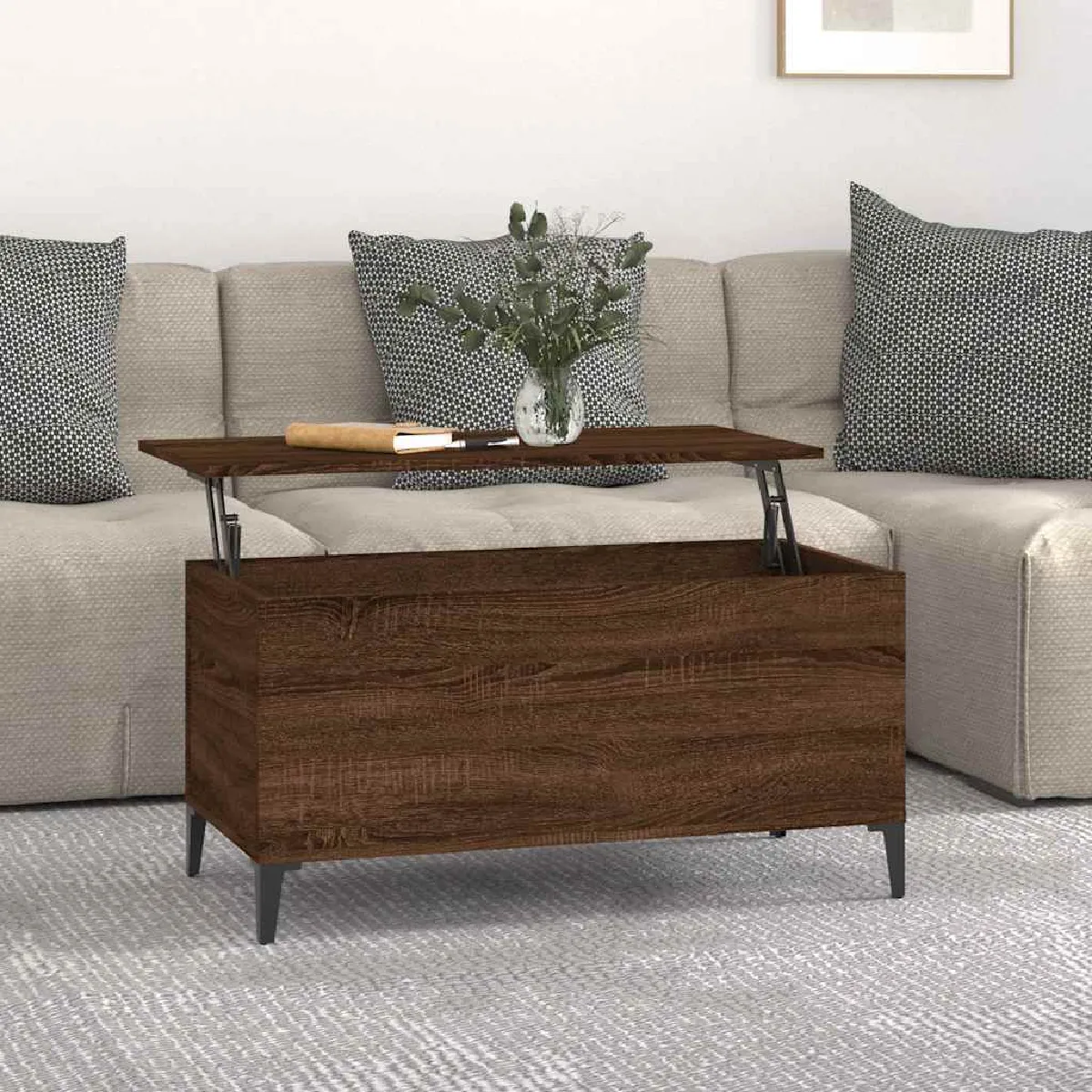Non Communiqué Marron Vidaxl Table Basse Chêne 90X44,5X45 Cm Bois D'ingénierie819595 - Image 3