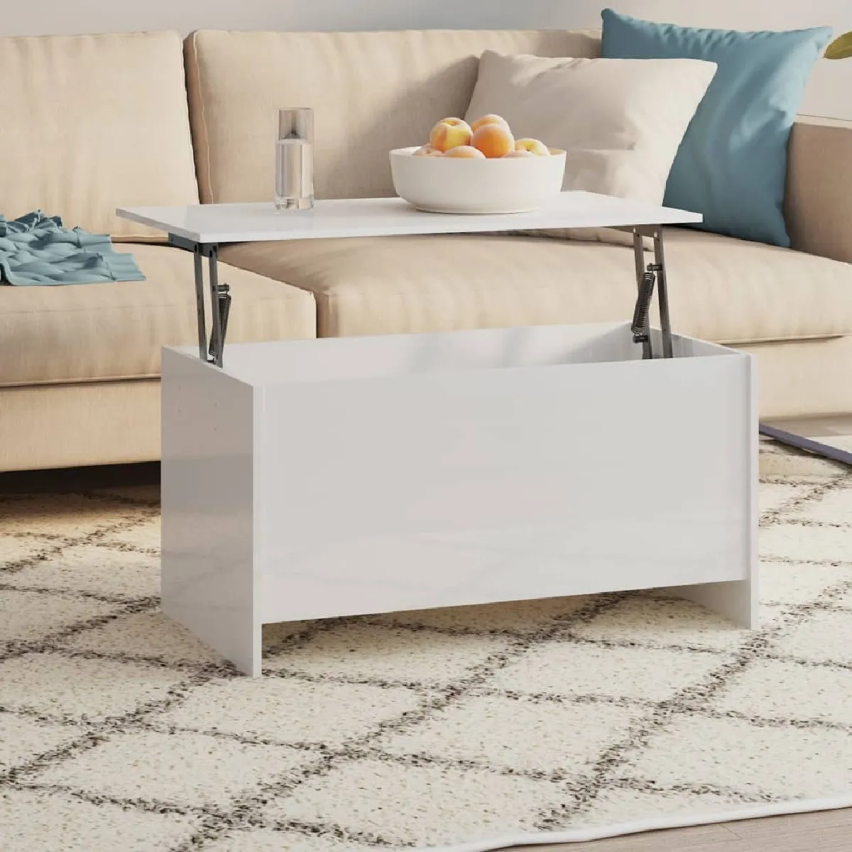 Comparer les prix de Maison Chic Table basse blanc brillant