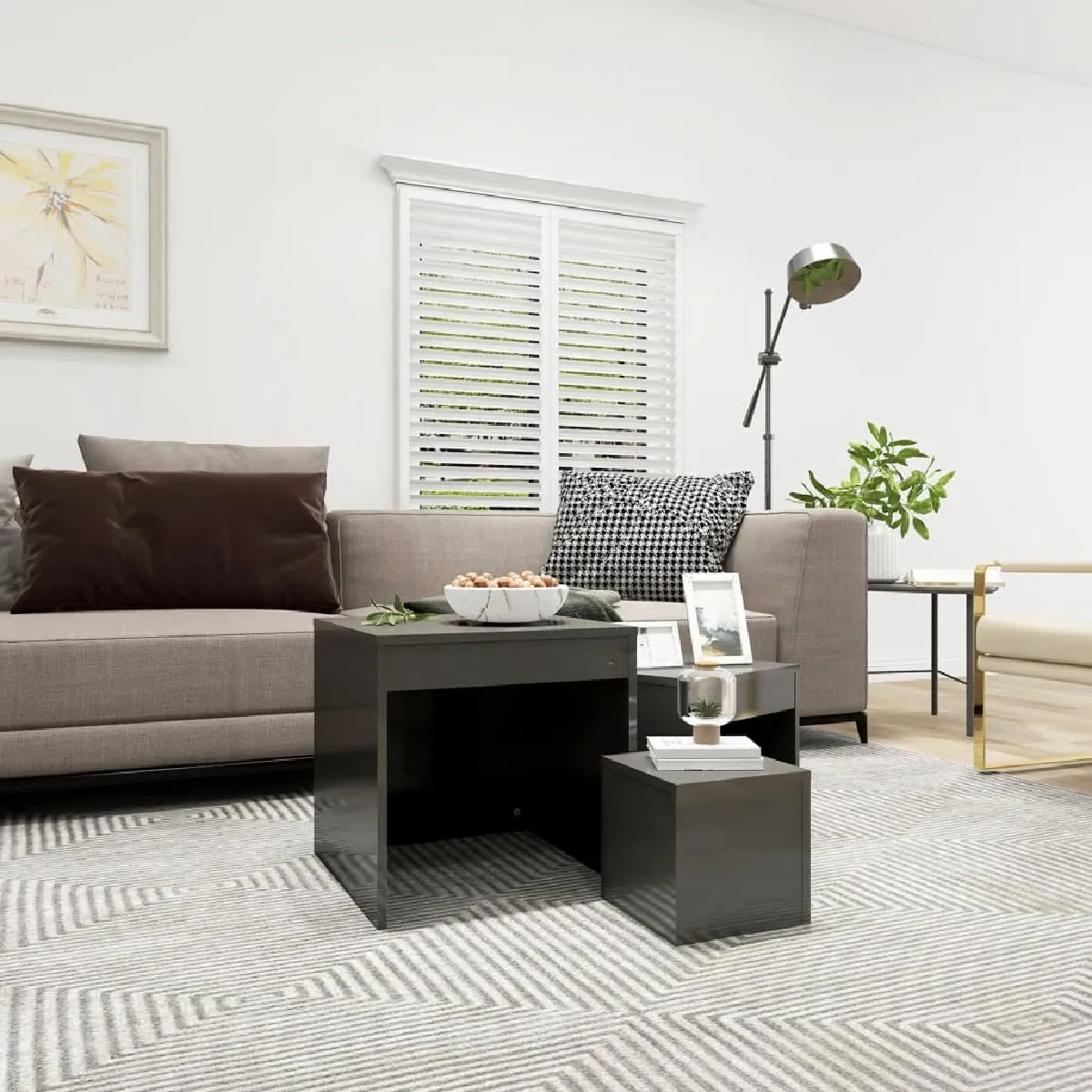 Comparer les prix de vidaXL Tables gigognes - Gris brillant