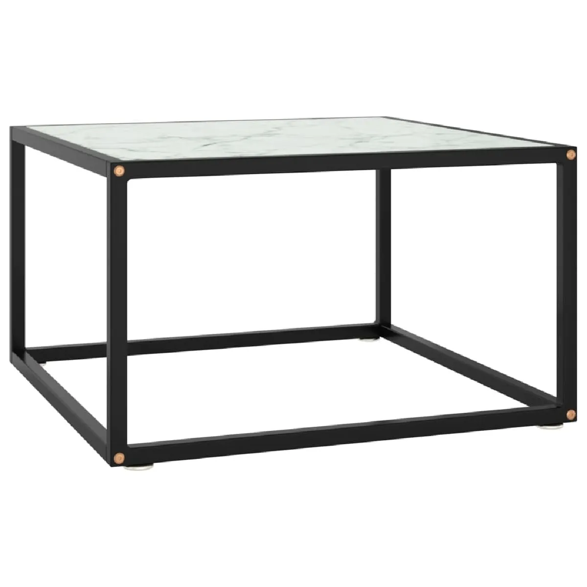 vidaXL Table basse Noir Verre marbre blanc 60x60x35 cm