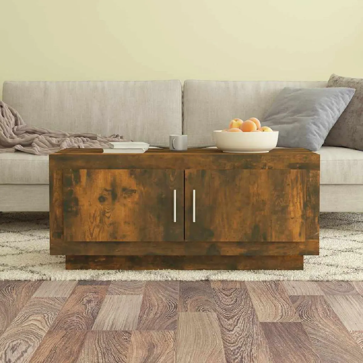 Non Communiqué Marron Vidaxl Table Basse Chêne Fumé 102X50x45 Cm Bois D'ingénierie817231 - Image 3