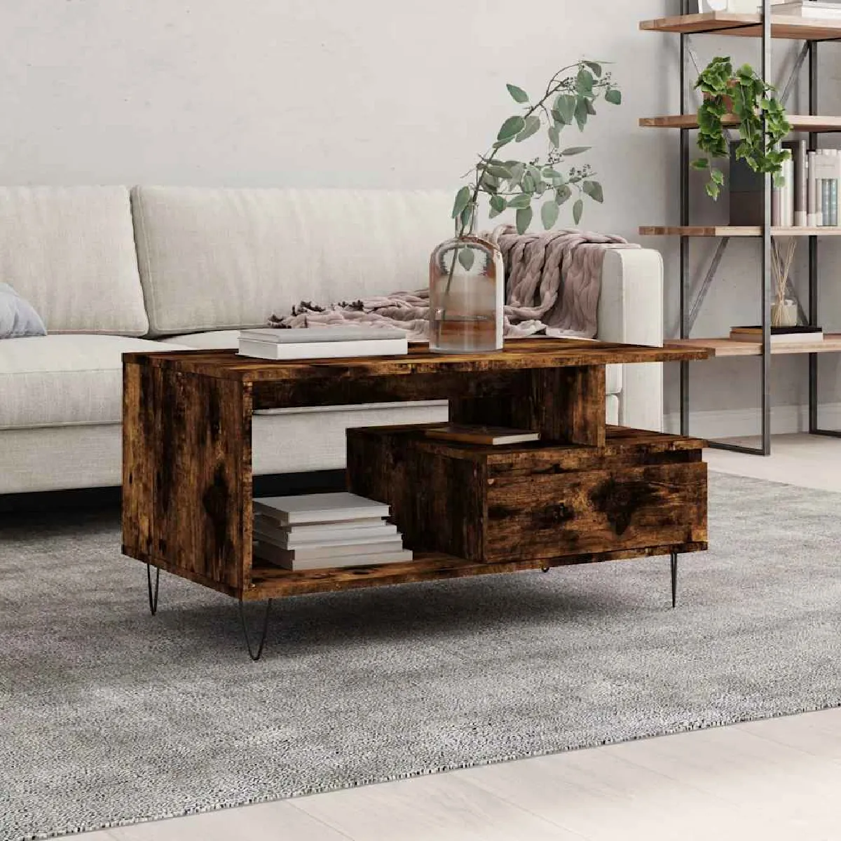 vidaXL Table basse Chêne Fumé - vue 5