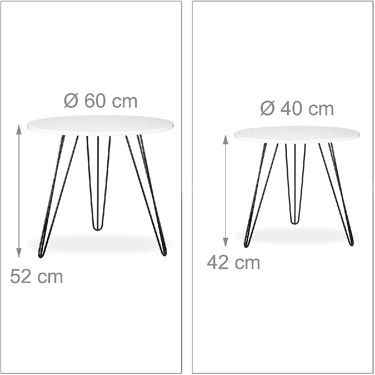 Comparer les prix de Table d'appoint rond lot de 2 - Bois/Noir