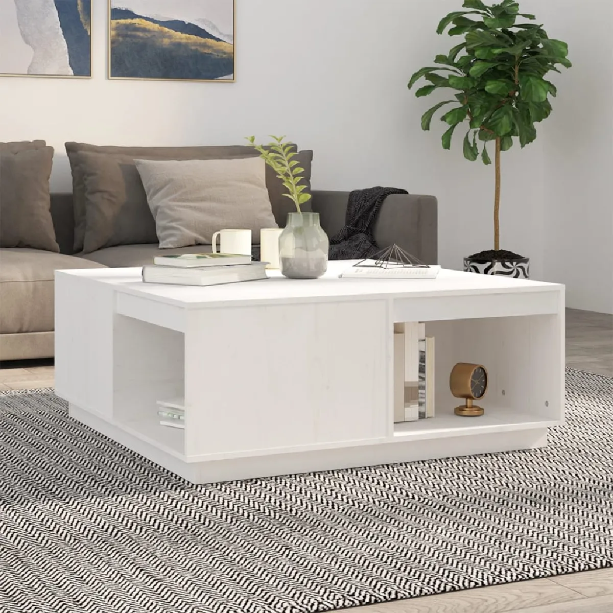 Meilleurs prix pour vidaXL Table Basse Blanc 100x101x40,5 cm