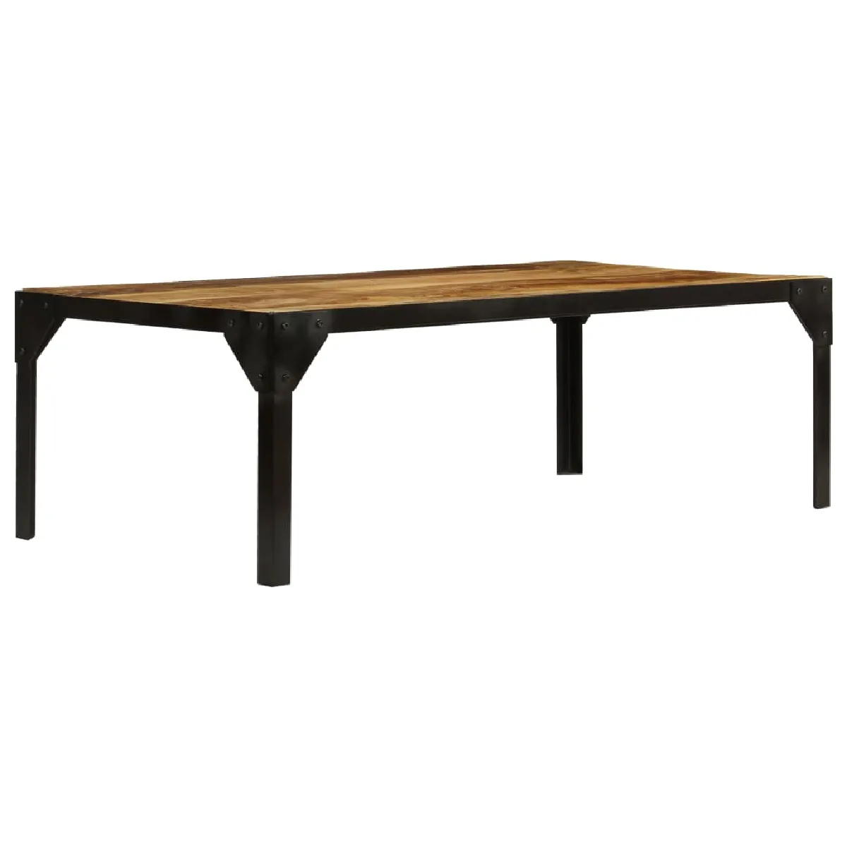 Vidaxl Brun Table Basse Bois Massif De Manguier Brut Et Acier 110 Cm - Image 3